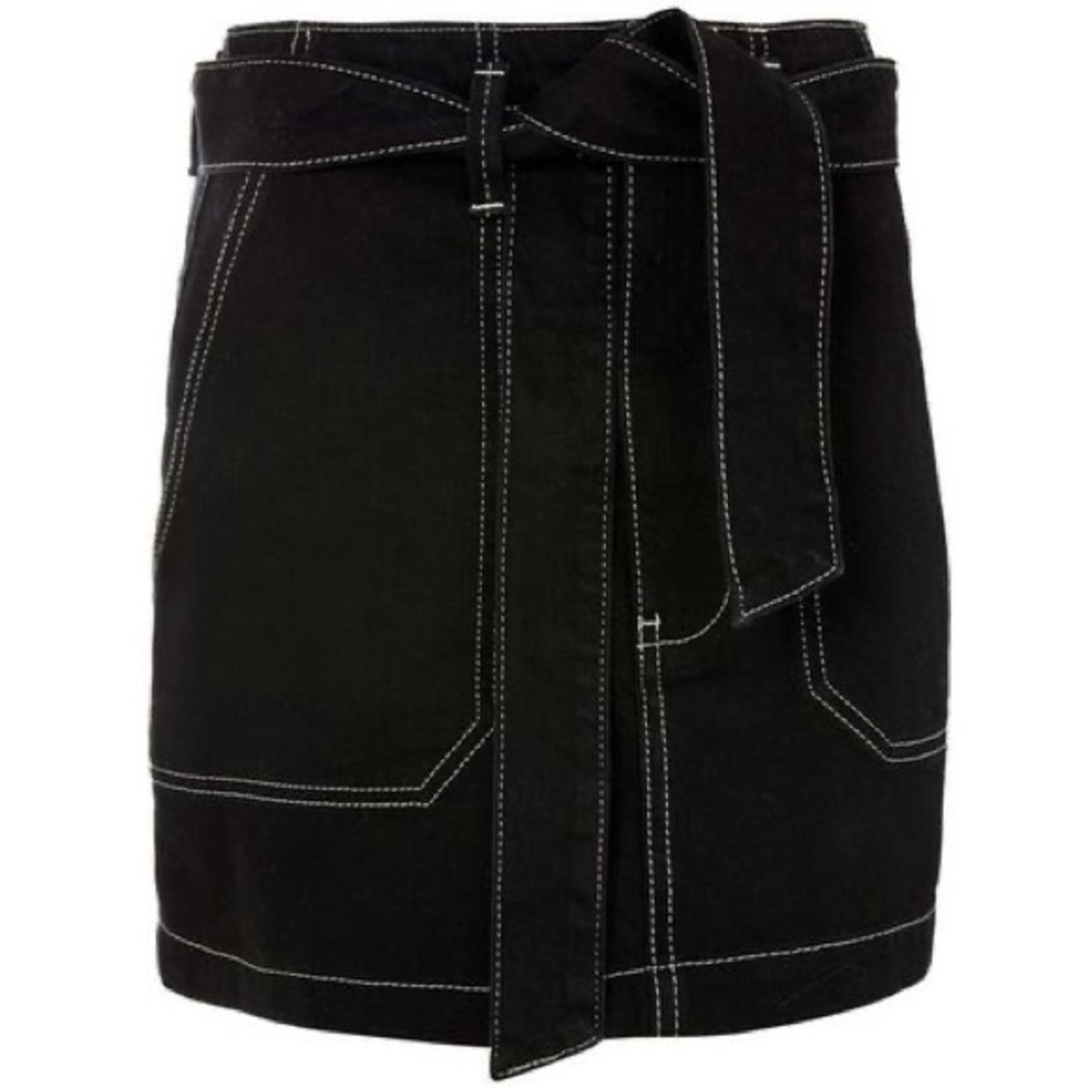 Topshop Belted Denim Skirt